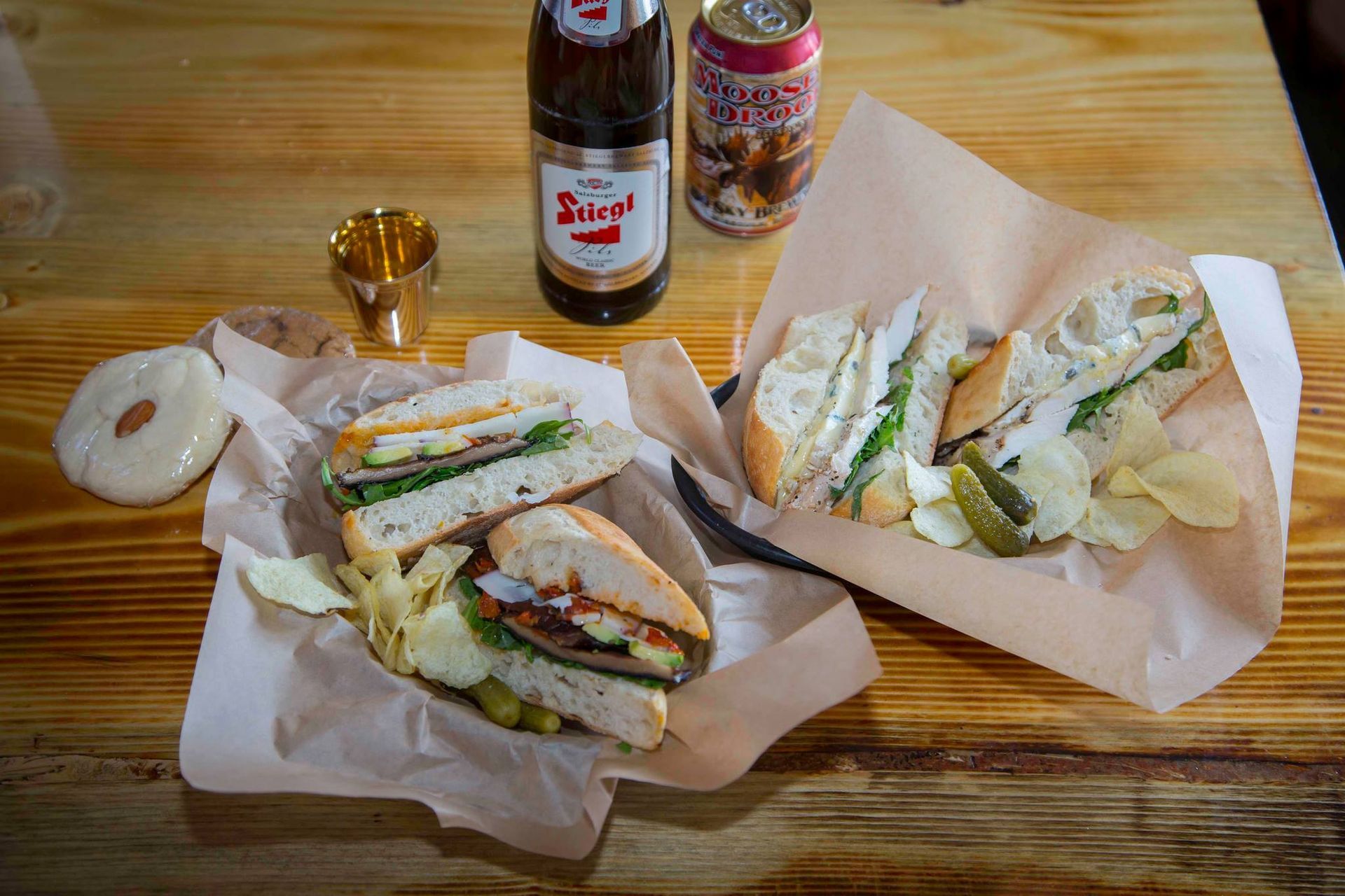Sandwich and drinks