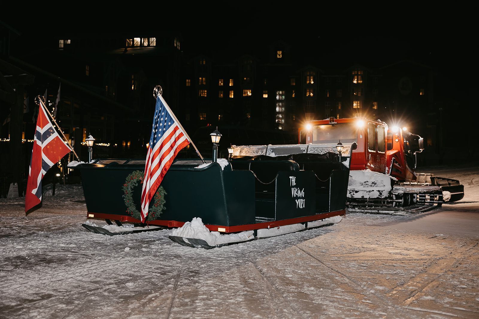 empty sleigh at night