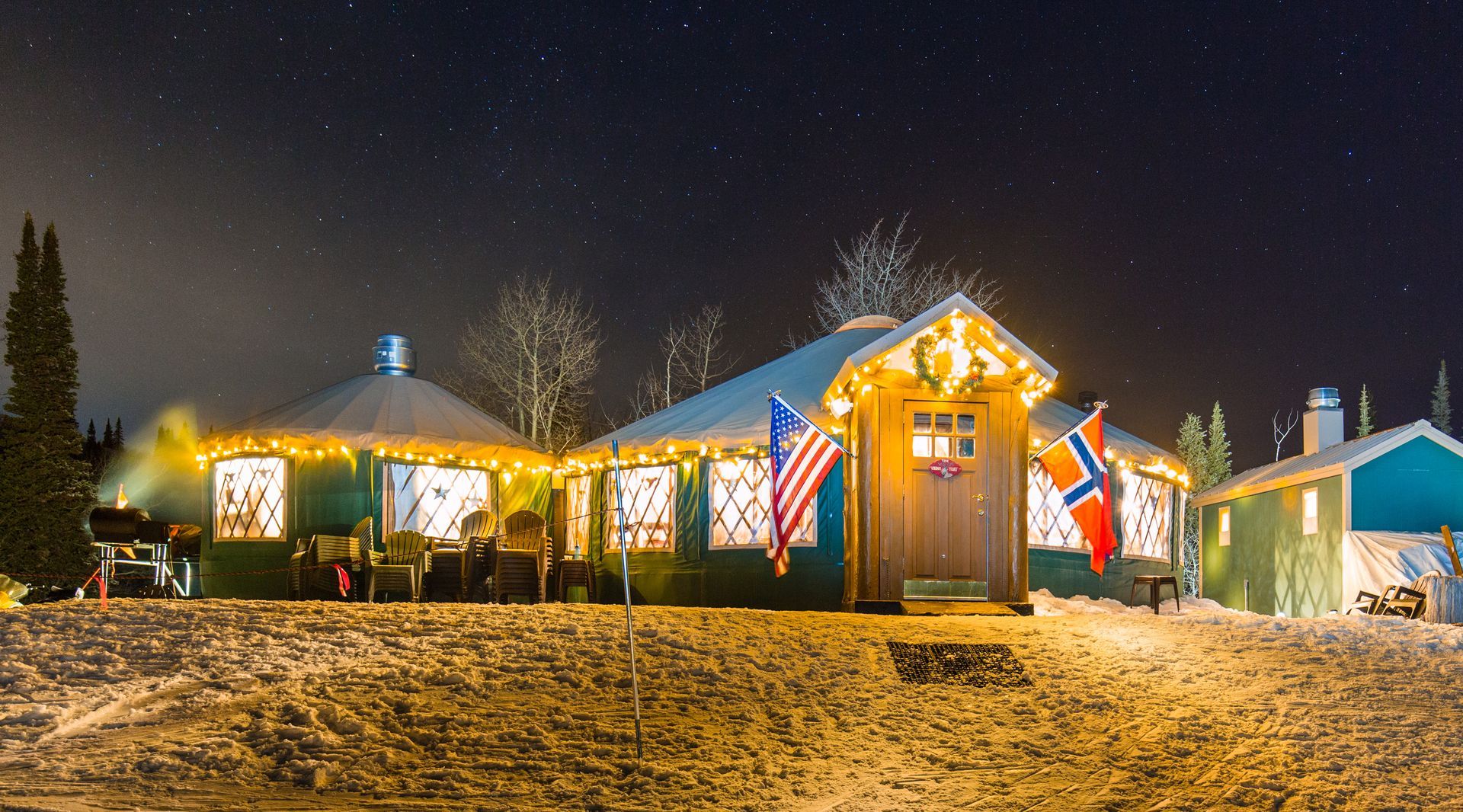 Viking Yurt at night