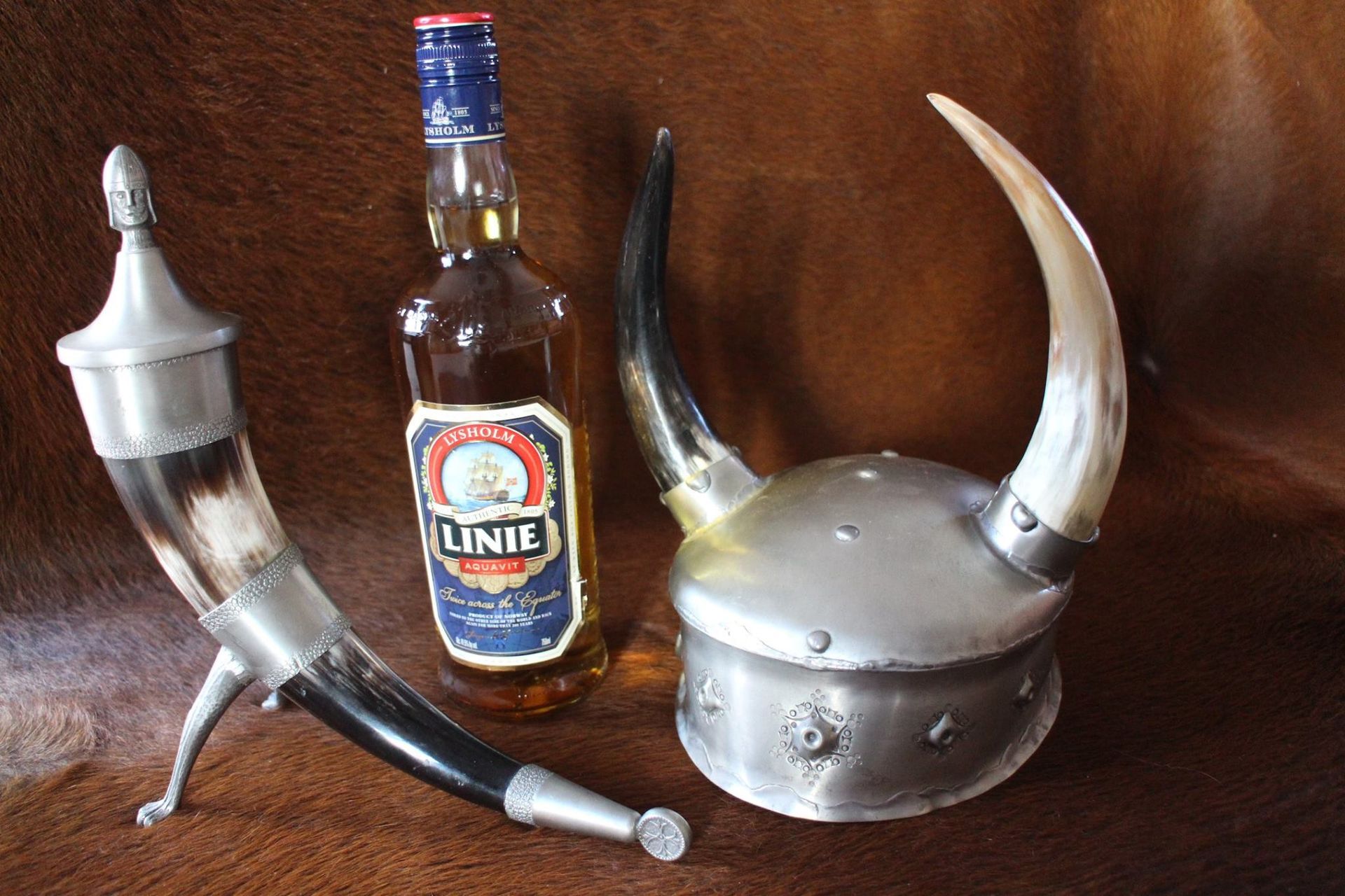 viking accessories and bottle of alcohol