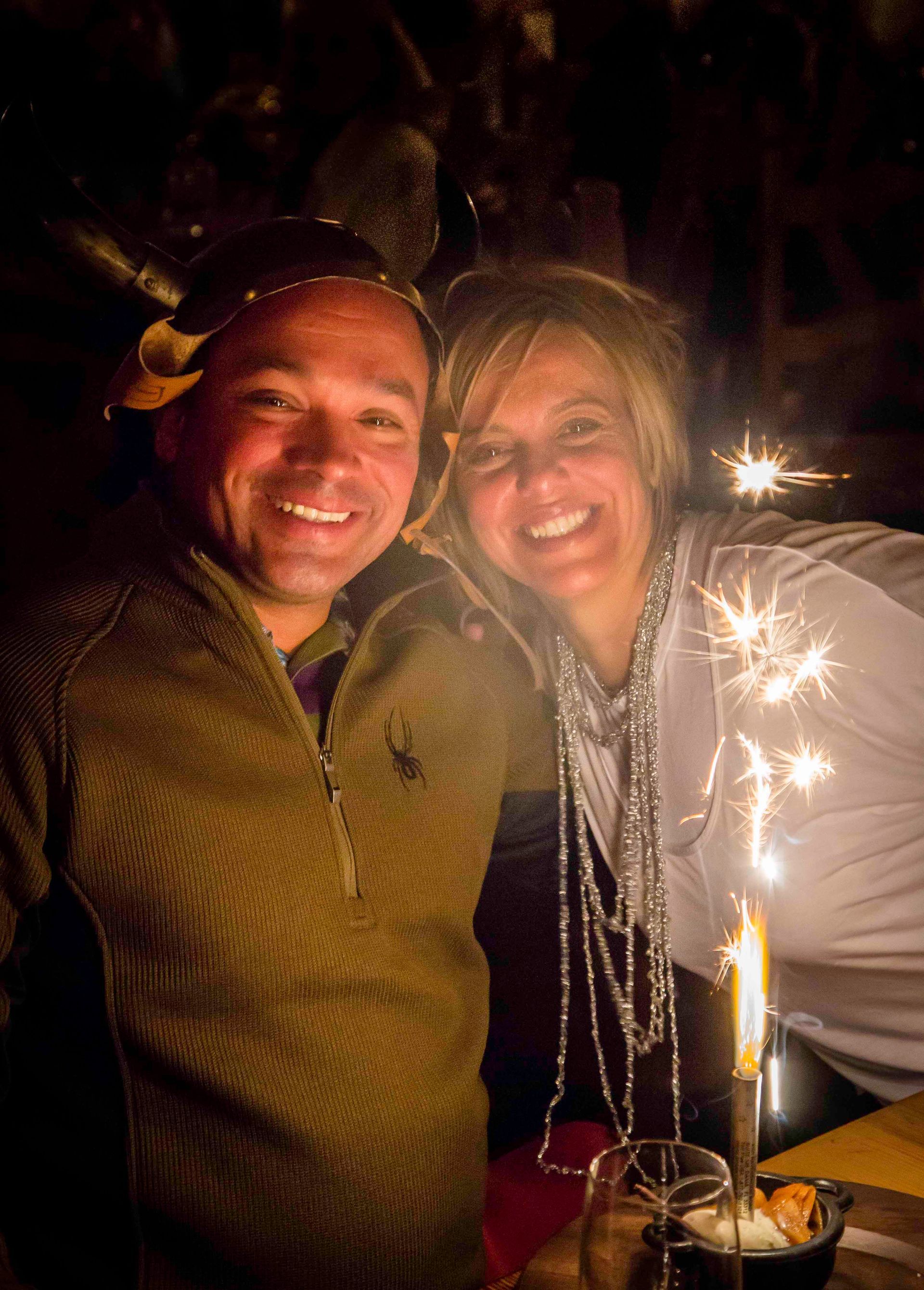 couple with sparklers