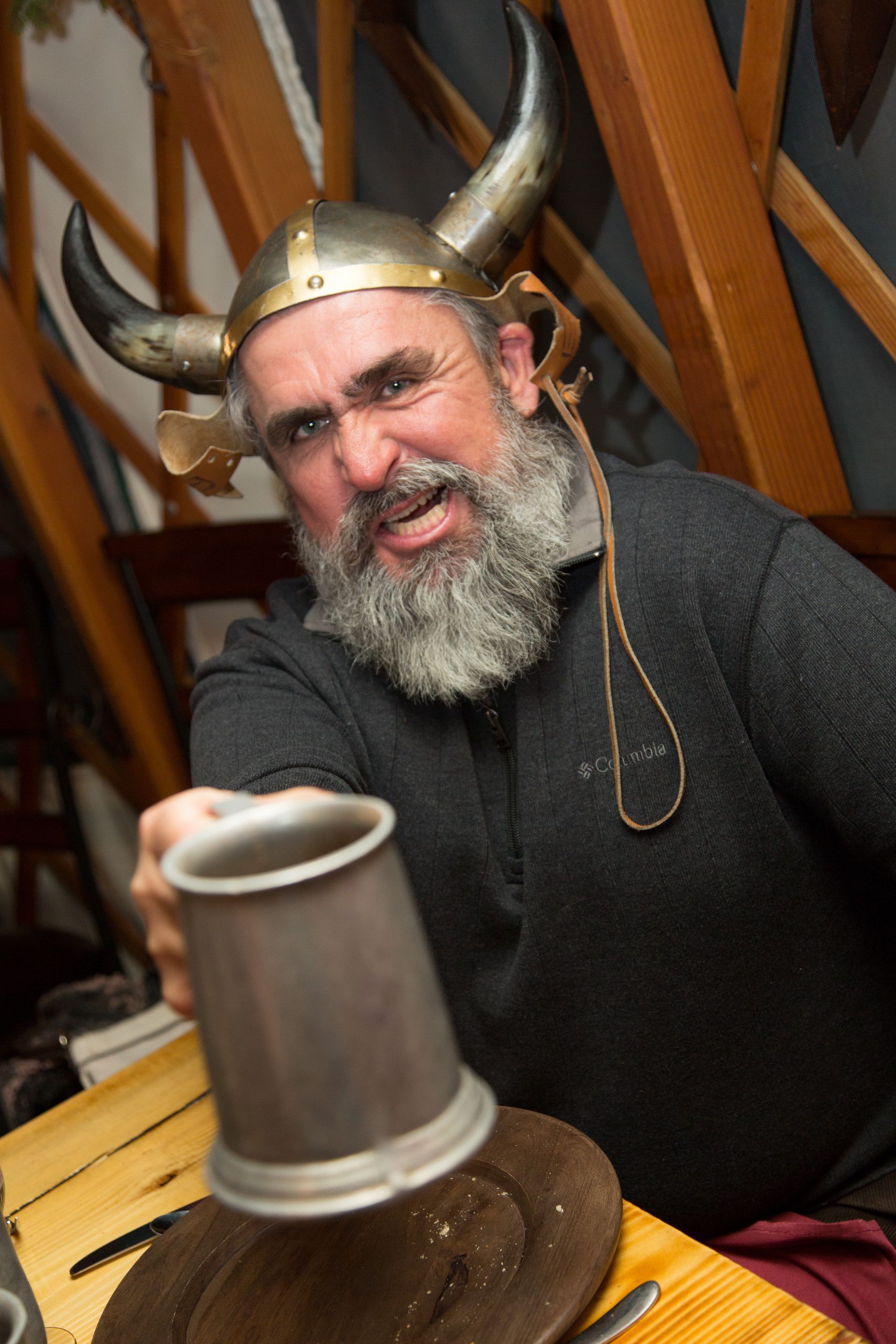 a viking with a drink