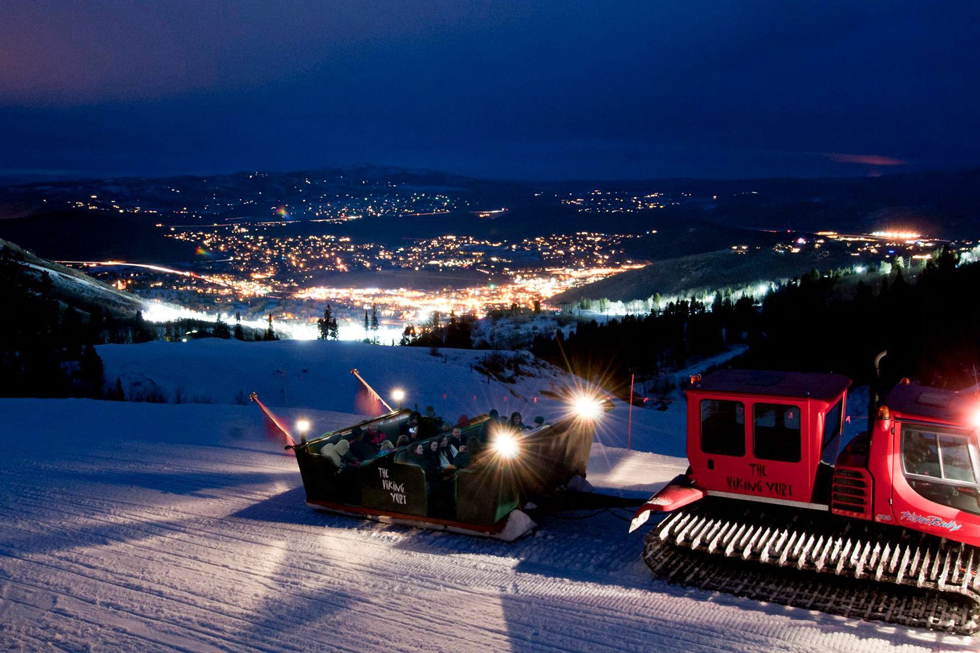 sleigh on mountain at night