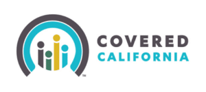 Covered California logo: an arc with colorful bars and text.