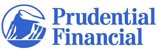 Prudential Financial logo: a blue mountain silhouette within a blue circle, with "Prudential Financial" in blue text.