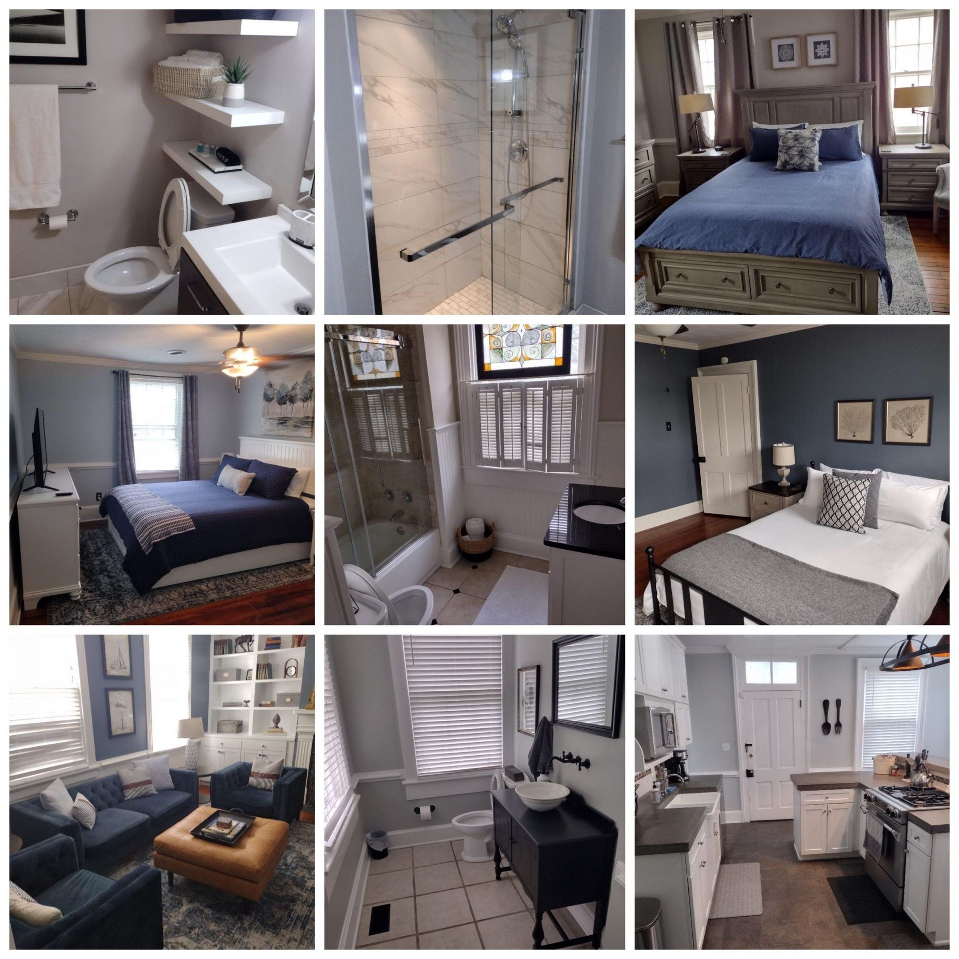 A collage of pictures of a bedroom