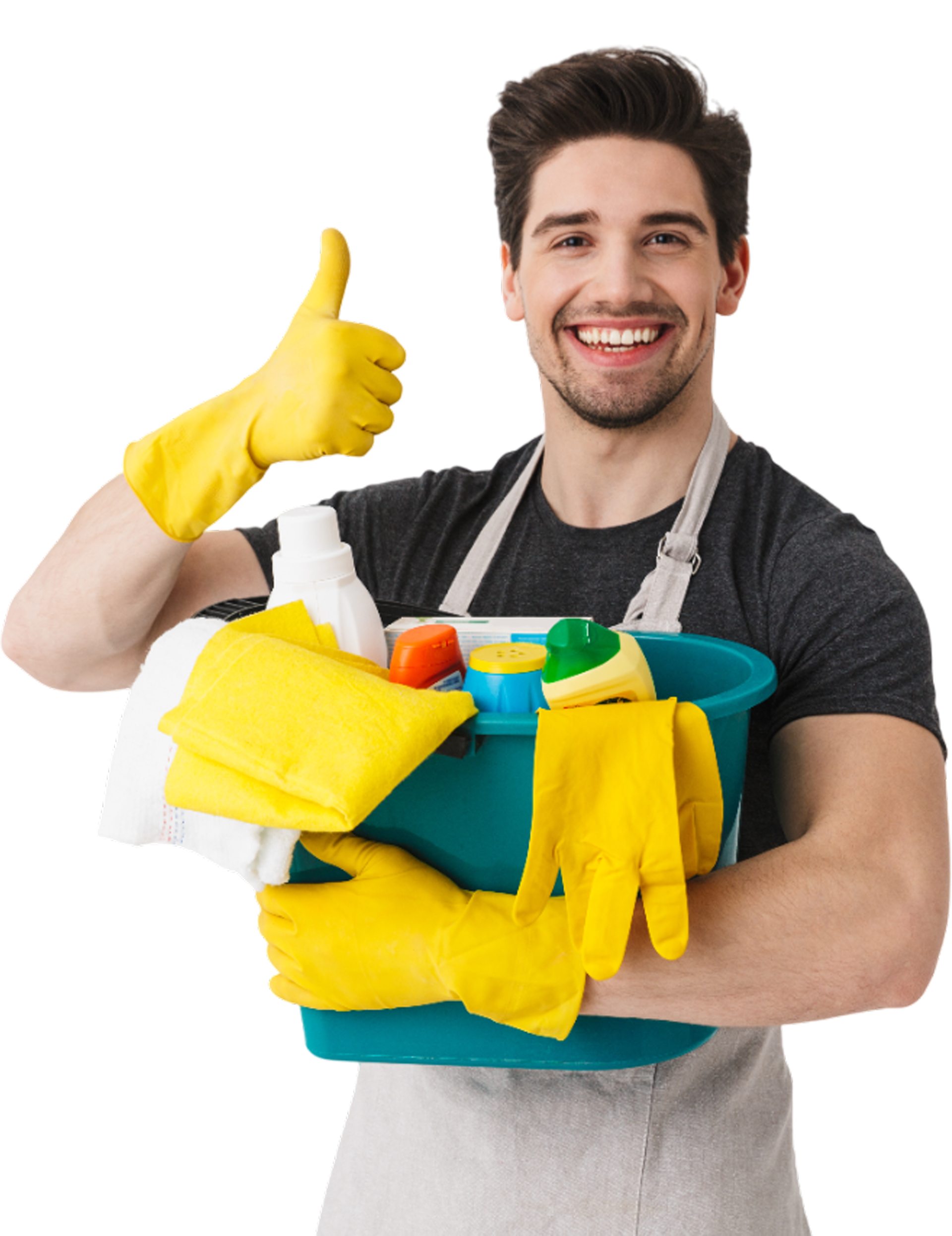 Man holding a cleaning supplies