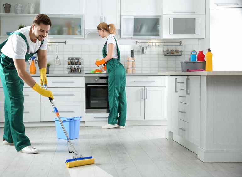 Cleaning the house kitchen