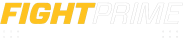 The logo for fight prime is yellow and white on a white background.