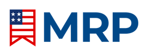 Logo of MRP with an American flag icon on the left.