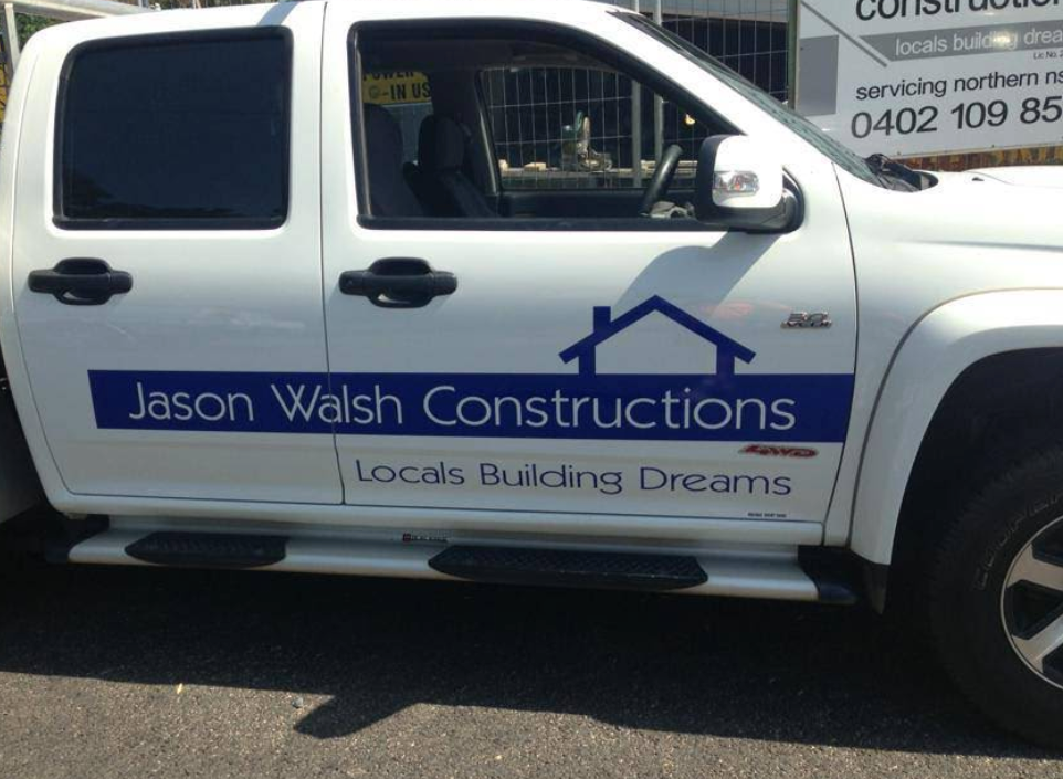A white truck with jason walsh constructions written on the side — Jason Walsh Constructions in Alstonville, NSW