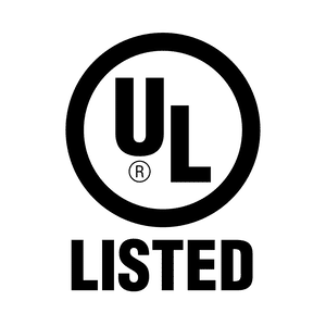 UL Listed logo: a black and white circle with the letters 
