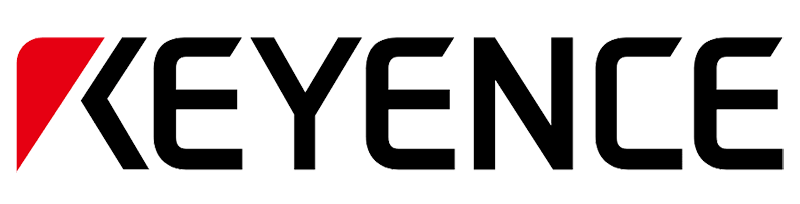 Keyence logo with a red shape and black text.
