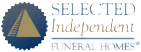The logo for selected independent funeral homes shows a triangle in a circle.
