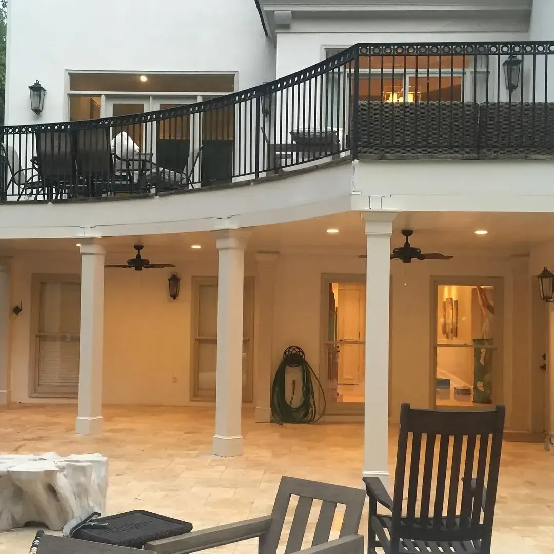 After installing under deck ceiling system with two ceiling fans and LED lighting features.
