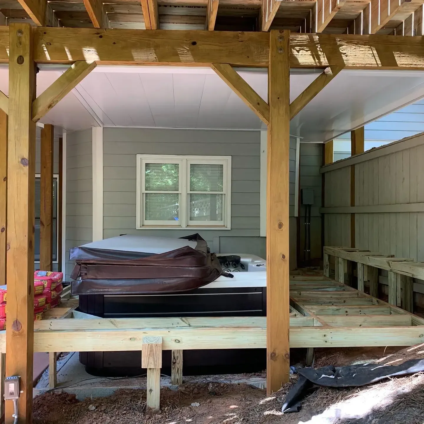 After installing under deck system with built in hot tub.