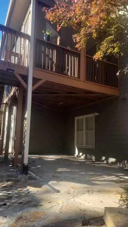 Before installing white aluminum deck ceiling with built in ceiling fan and LED lighting features.