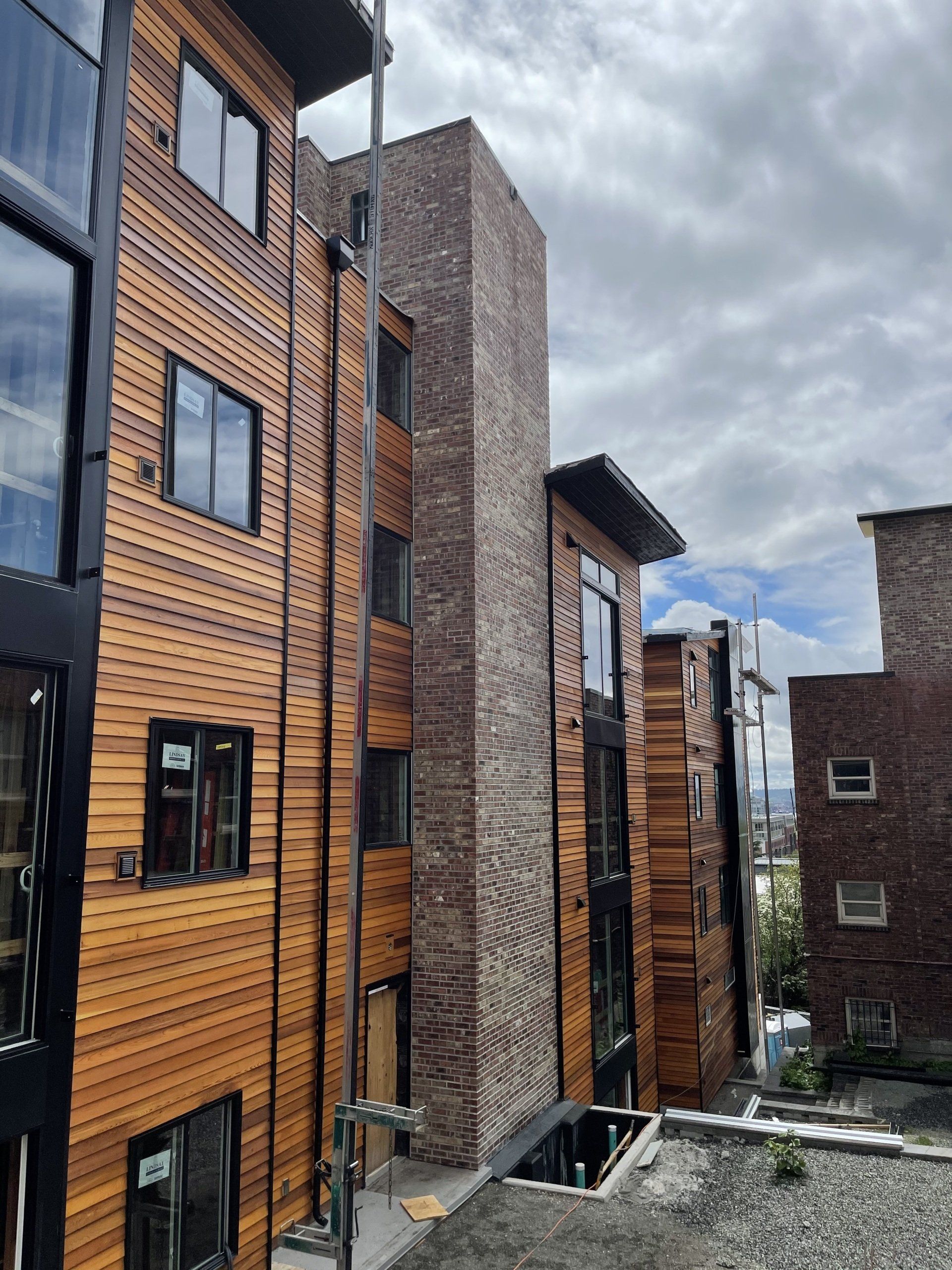 A building with a lot of windows and a sign that says ' a ' on it