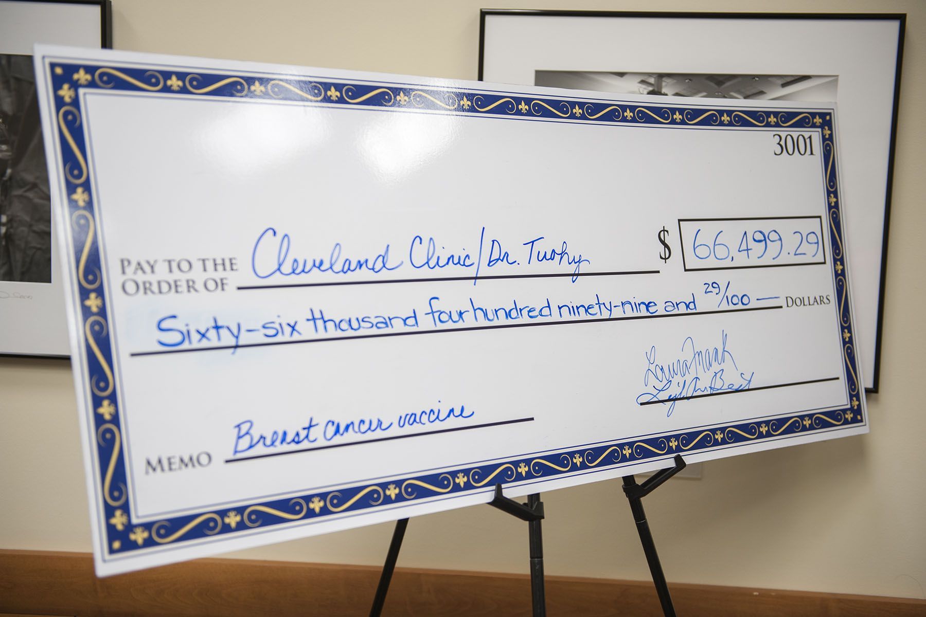 Large check for Breast Cancer Vaccine | Brakes For Breasts