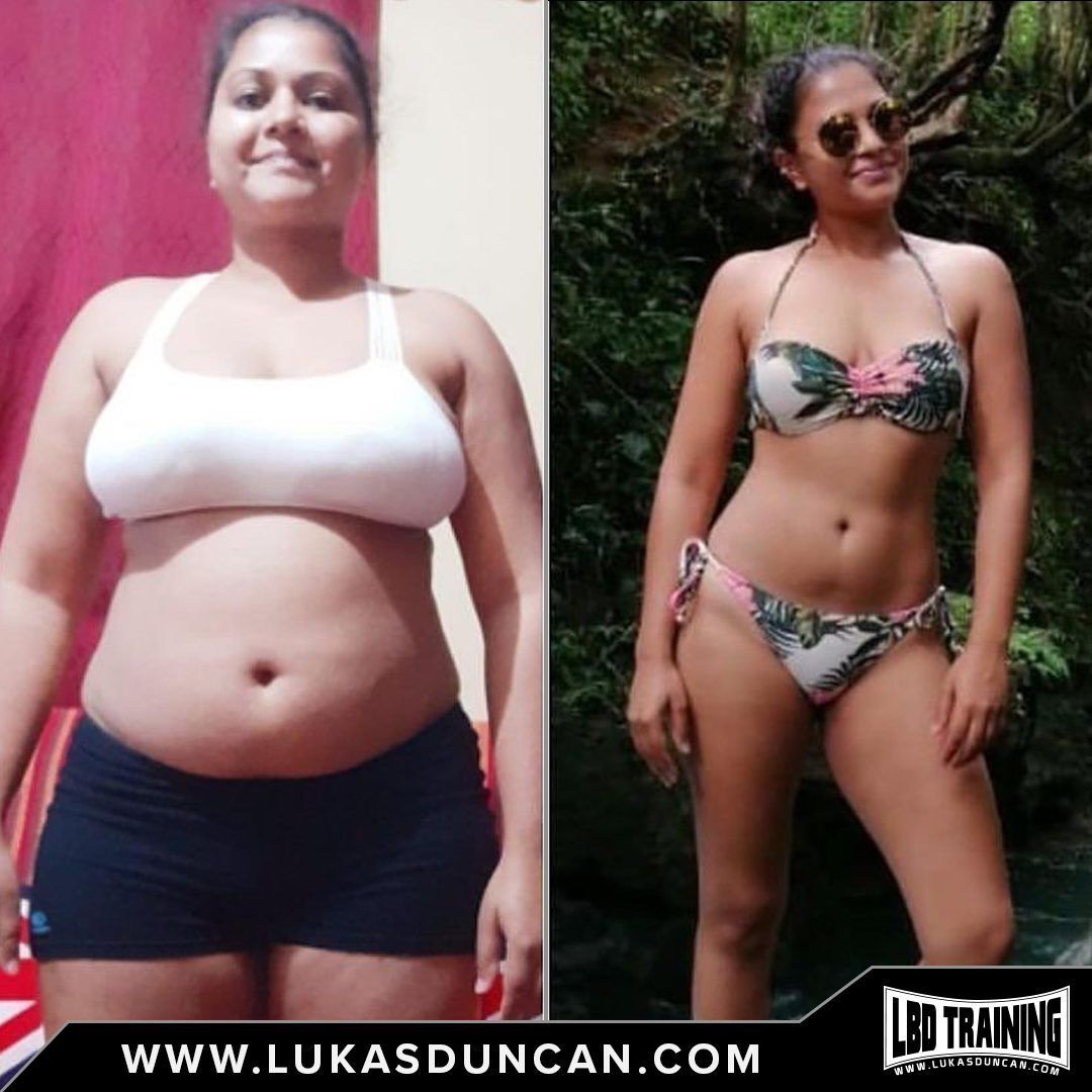 Side-by-side before/after a fitness program.