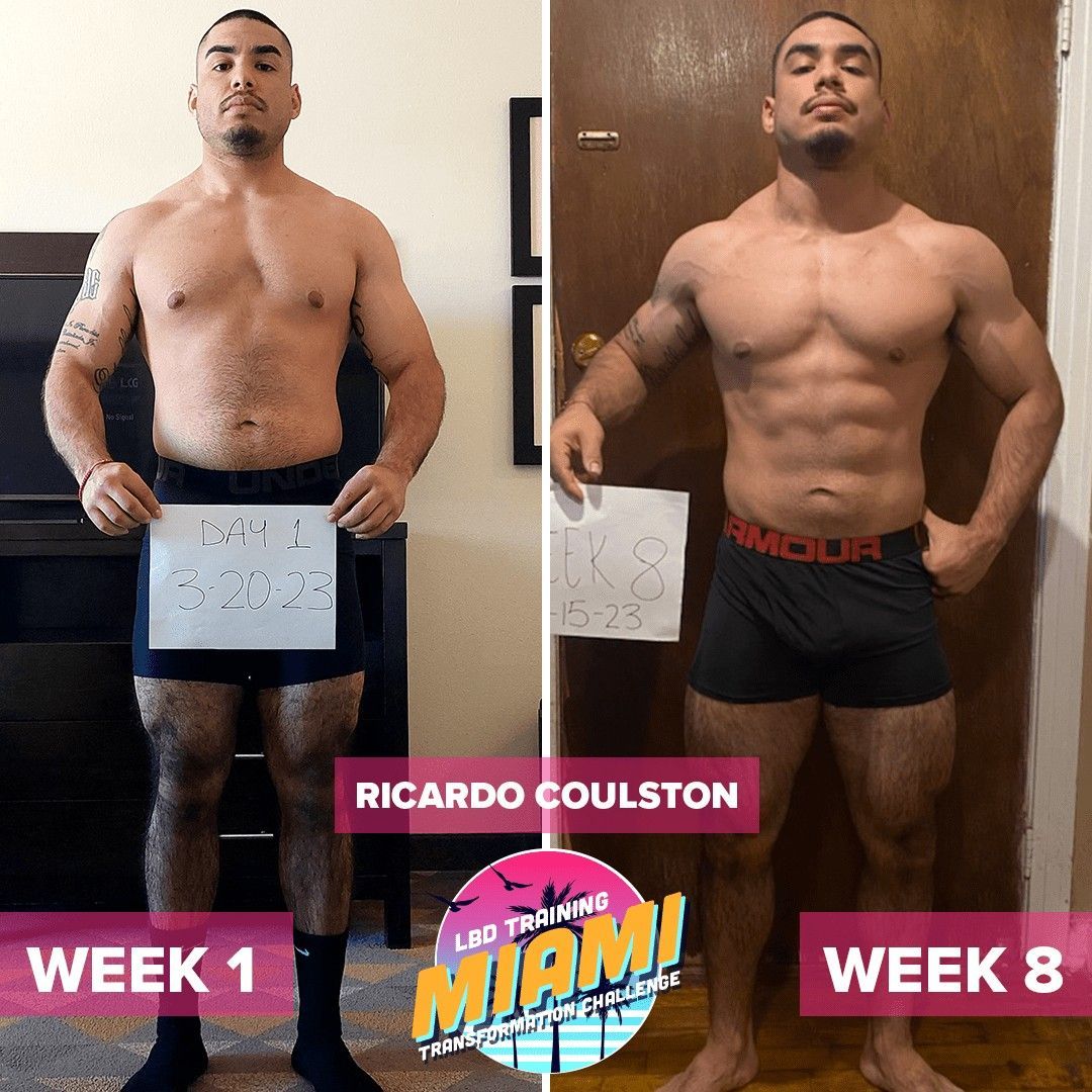 Side-by-side before/after a fitness program.