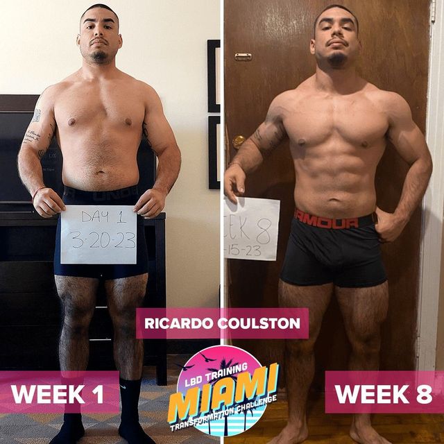 Side-by-side before/after a fitness program.