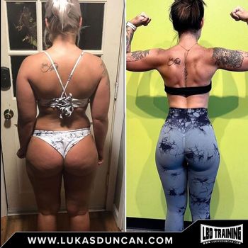 Side-by-side before/after a fitness program.