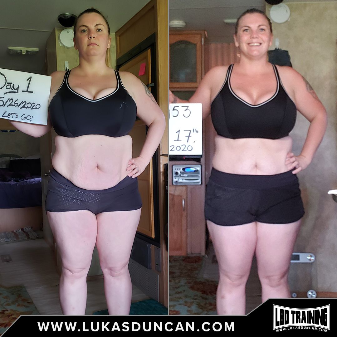 Side-by-side before/after a fitness program.