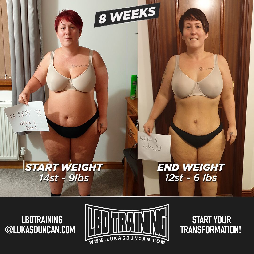 Side-by-side before/after a fitness program.