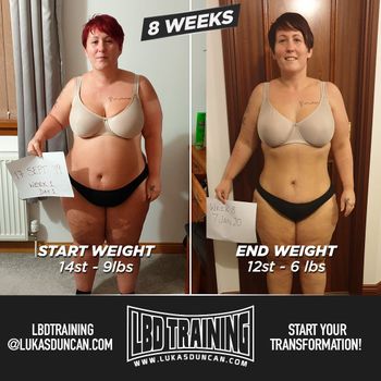 Side-by-side before/after a fitness program.