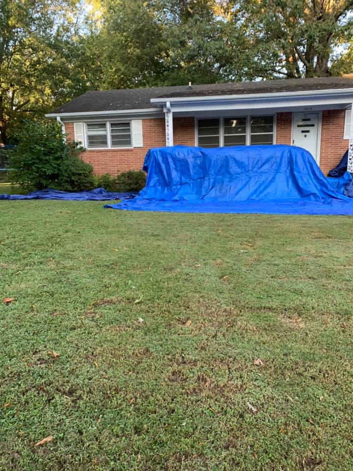 Tarp In Front Of House — West TN — Mark’s Roofing Company