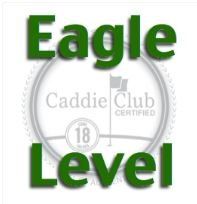 A picture of an eagle caddie club certified logo.