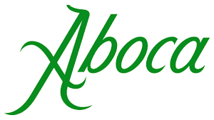 Das Wort „Aboca“ ist in grün auf weißem Hintergrund geschrieben