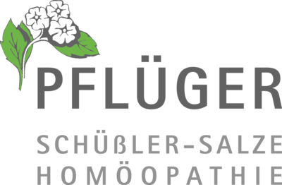 Ein Logo für eine Firma namens Pfluger mit Blumen und Blättern.