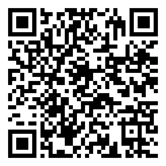 Ein schwarz-weißer QR-Code auf weißem Hintergrund.