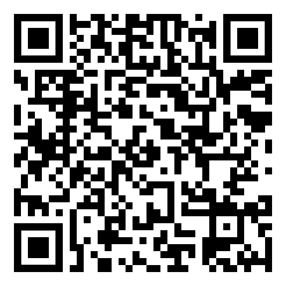 Ein schwarz-weißer QR-Code auf weißem Hintergrund.