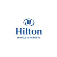 A hilton hotel and resorts logo on a white background