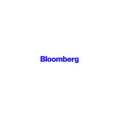 A blue logo for bloomberg on a white background