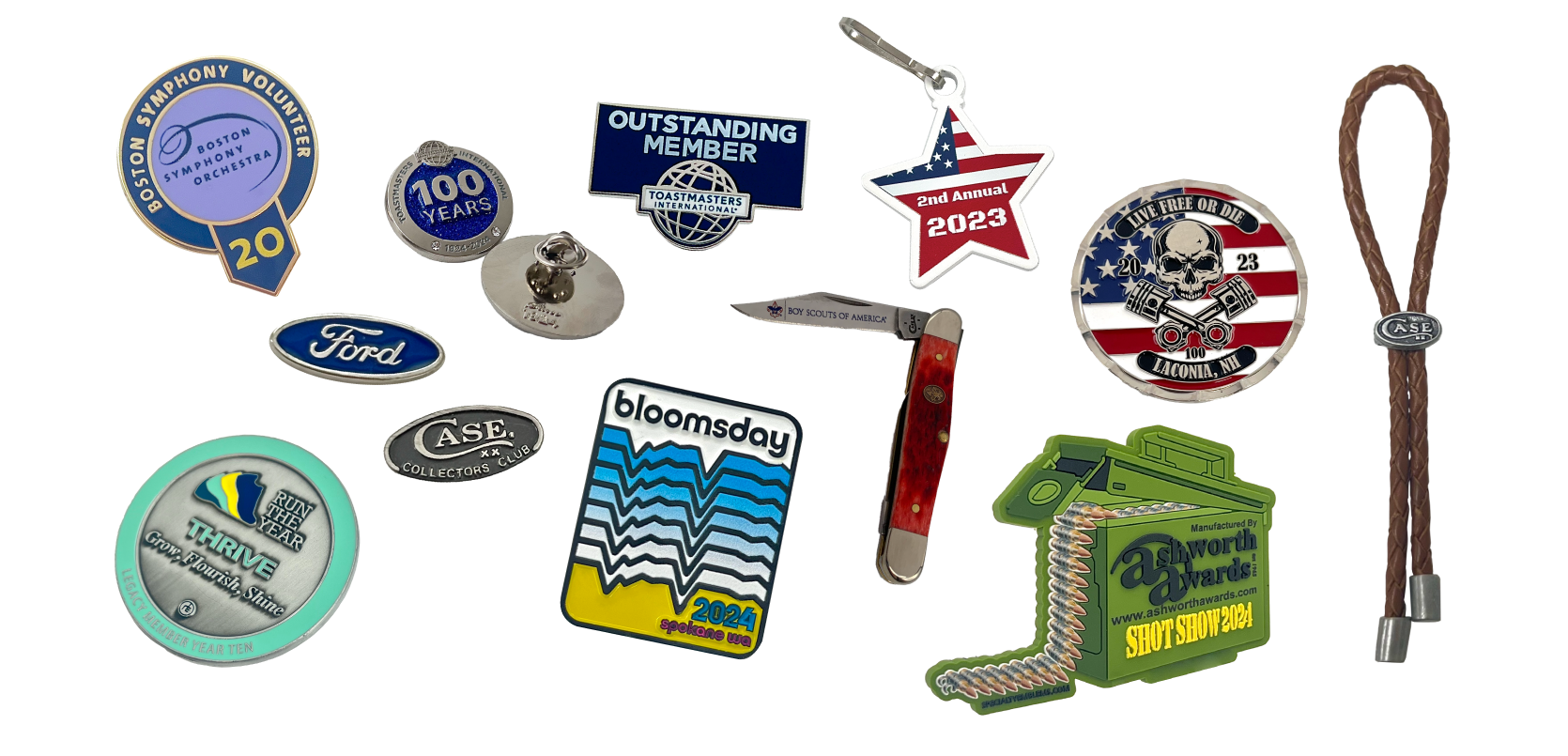assorted emblem pins