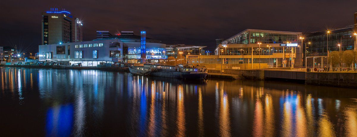 Photogrpah of the Waterfront Hall Belfast at night by Art Ward