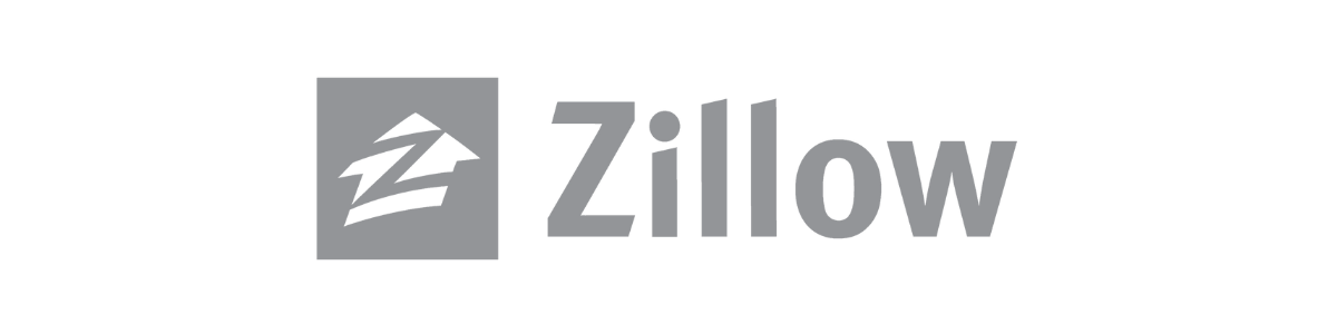 A black and white logo for zillow on a white background.