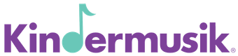 Kindermusik logo in purple and teal with a musical note forming the “i”