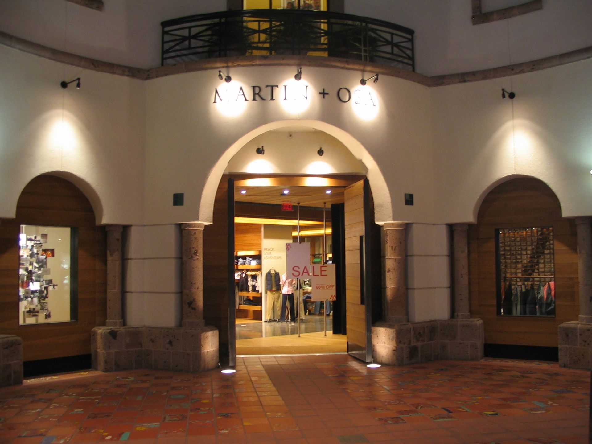 Entrance to a store with arched doorway and 