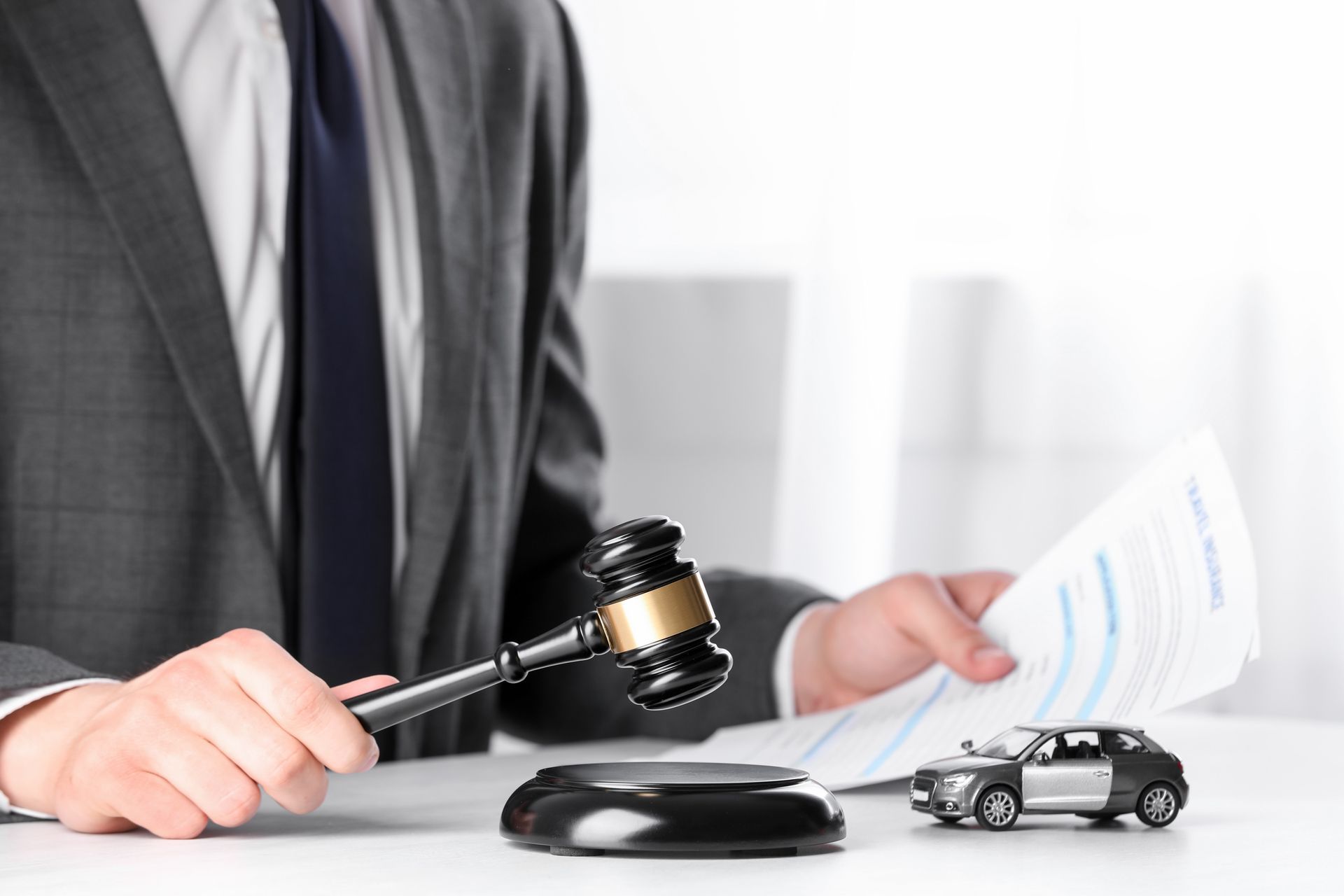 A man is holding a gavel. 