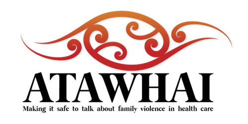 White stylized Maori design with the word 