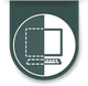 Computer icon: dotted outline on the left, solid on the right, within a green circle.