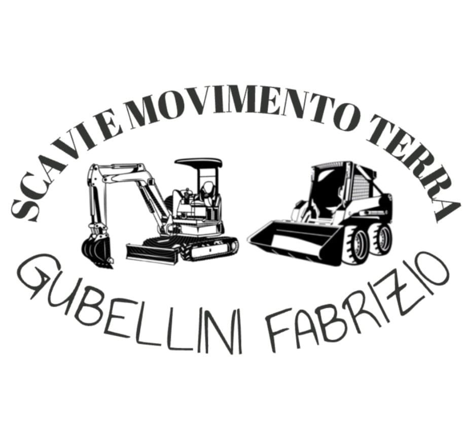 Logo per i servizi di movimento terra di Gubellini Fabrizio, raffigurante un escavatore e una minipala.