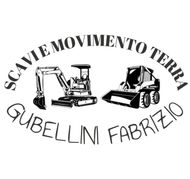 Logo per i servizi di movimento terra di Gubellini Fabrizio, raffigurante un escavatore e una minipala in bianco e nero.