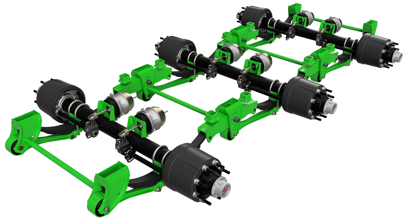 mechanical suspension with three axles