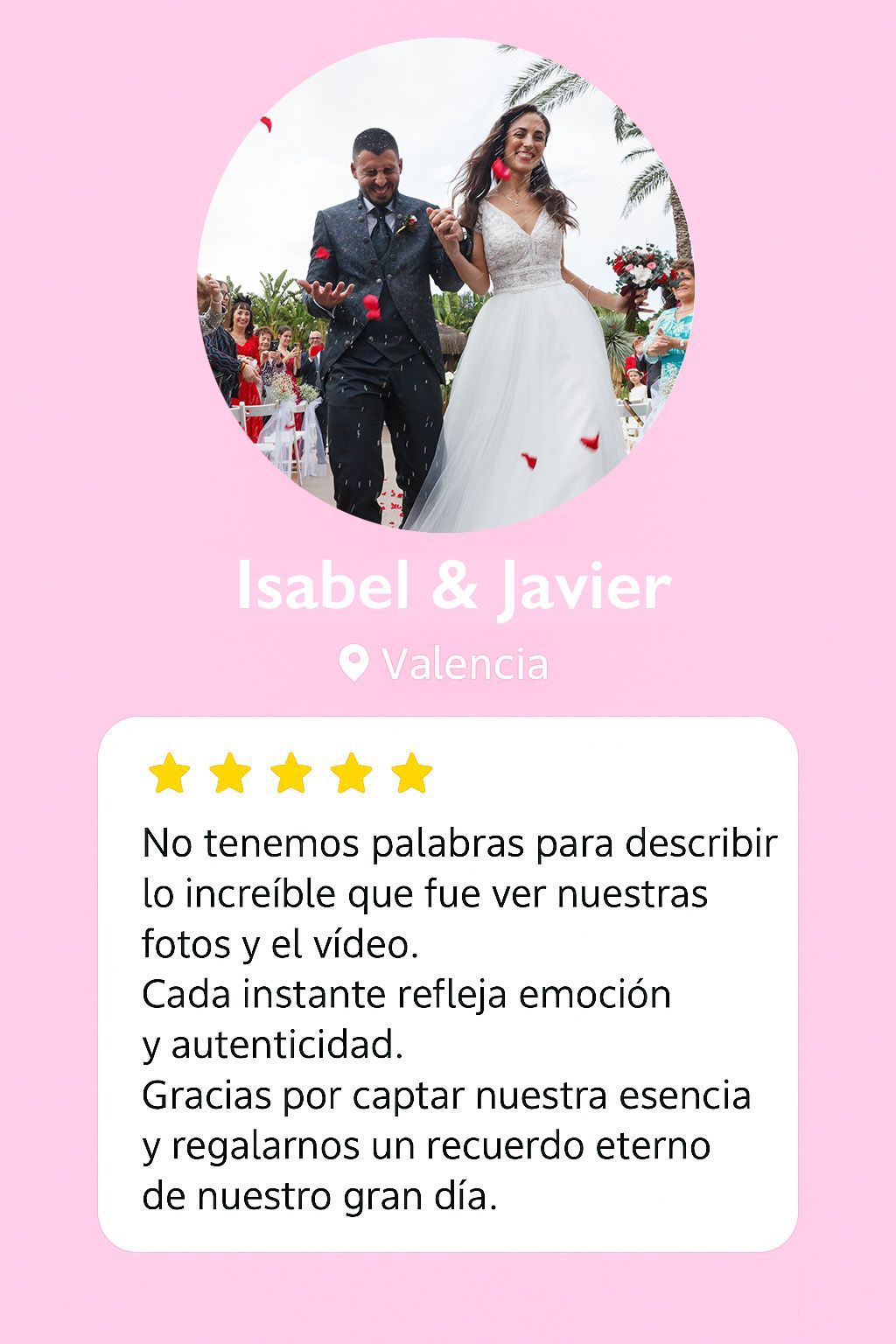 Opinión de Isabel y Javier sobre Recuerdos de Boda Fotógrafo Valencia